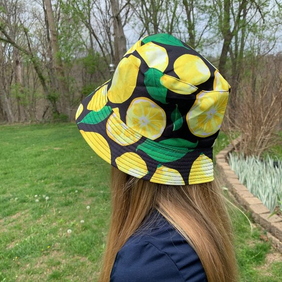 None Accessories - Black bucket hat with lemons